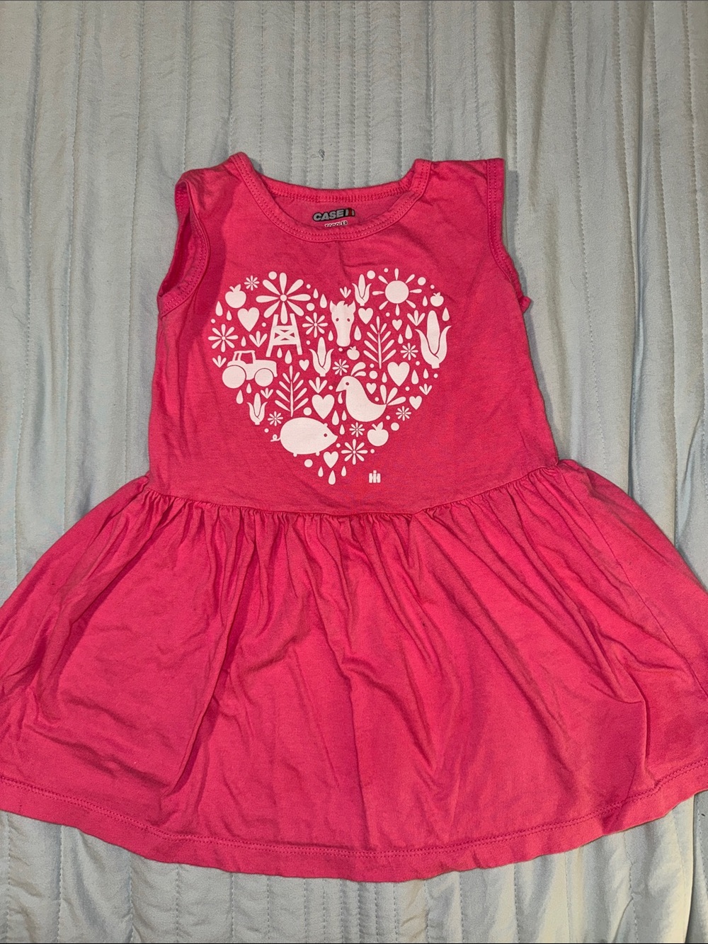 Pink Cotton Tank Dress - Heart/Farm/Corn